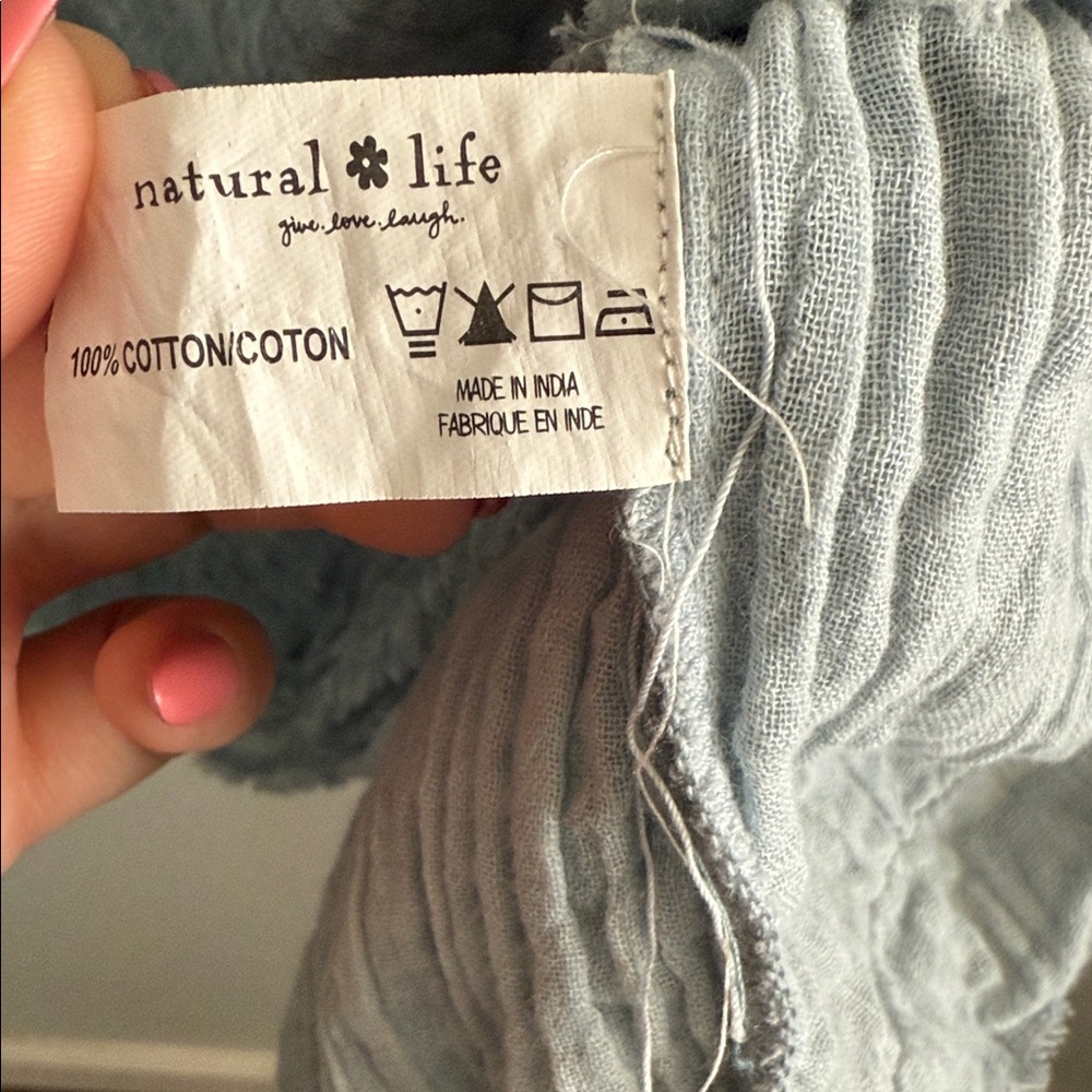 Natural Life Blue Crinkle Cotton Tiered Boho Dress Size S - Picture 9 of 10